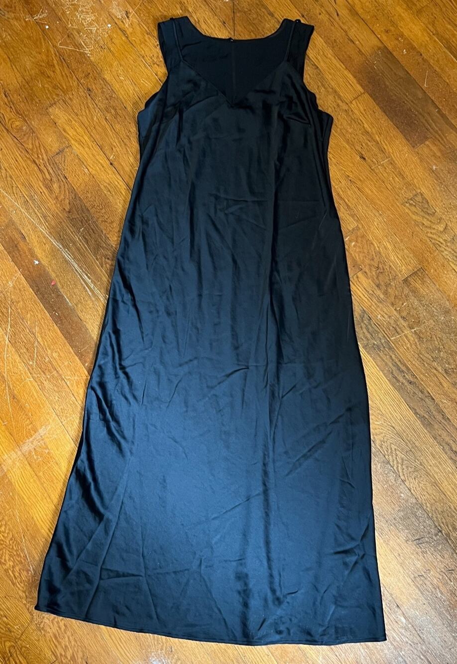 Future Collective Maxi Women's Dress Large Black Sheer Minimalist Flowy V-Neck